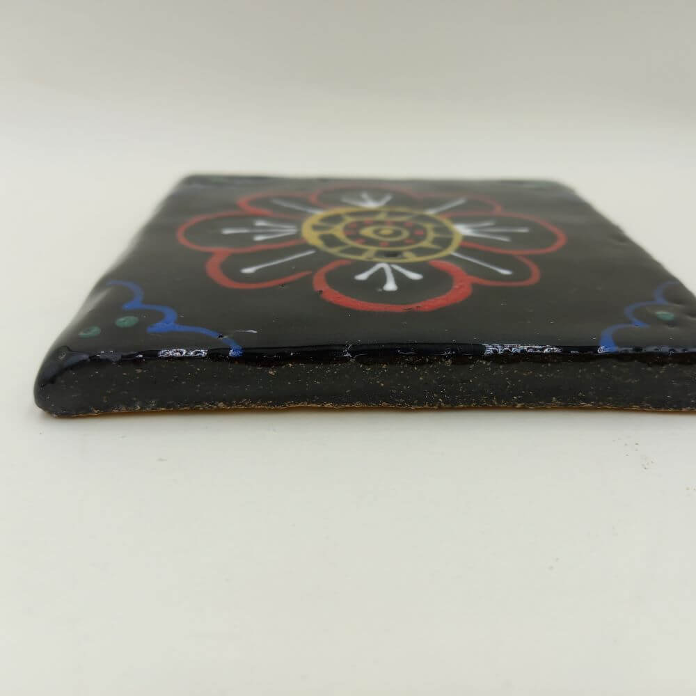 Ręcznie robiona płytka ceramiczna, dekor "Kwiatek" - obrazek 2