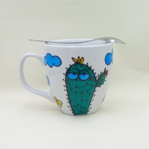 Ręcznie malowany, duży kubek 450 ml "Człowiek nie kaktus..."