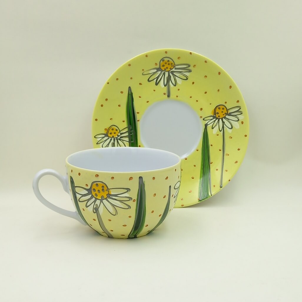 Ręcznie malowana filiżanka 200 ml "Rumianki"