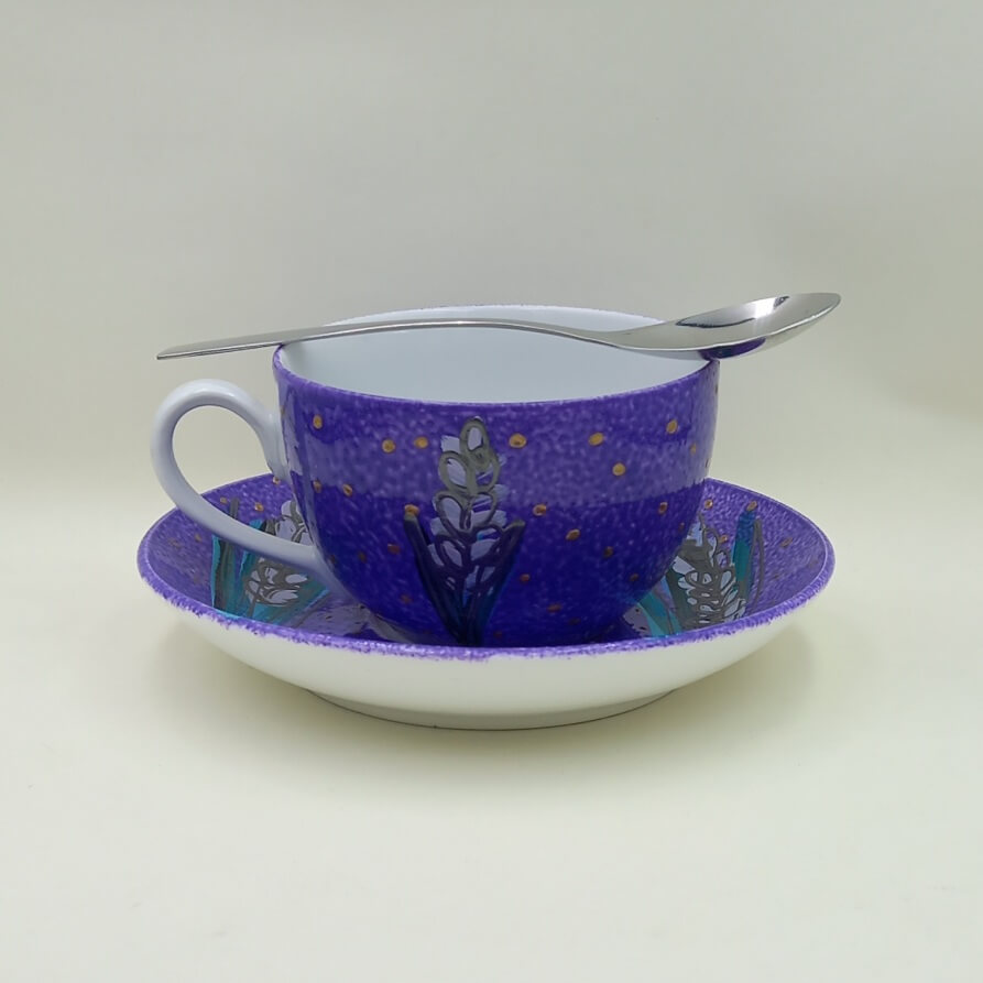 Ręcznie malowana filiżanka 200 ml "Lawenda" - obrazek 2