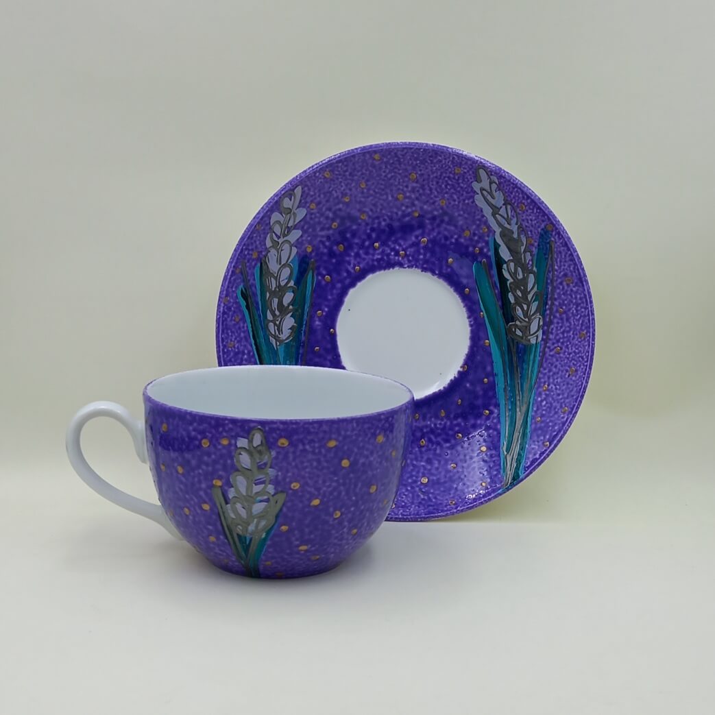 Ręcznie malowana filiżanka 200 ml "Lawenda"