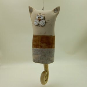 Ręcznie robiony dzwonek ceramiczny "Kot Brązowy"