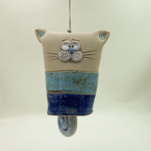 Ręcznie robiony dzwonek ceramiczny "Kot Niebieski"