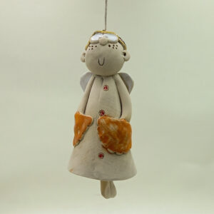 Ręcznie robiony dzwonek ceramiczny "Aniołek Chłopiec I"