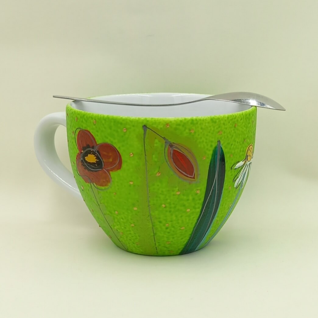 Ręcznie malowany, duży kubek 500 ml "Łączka"