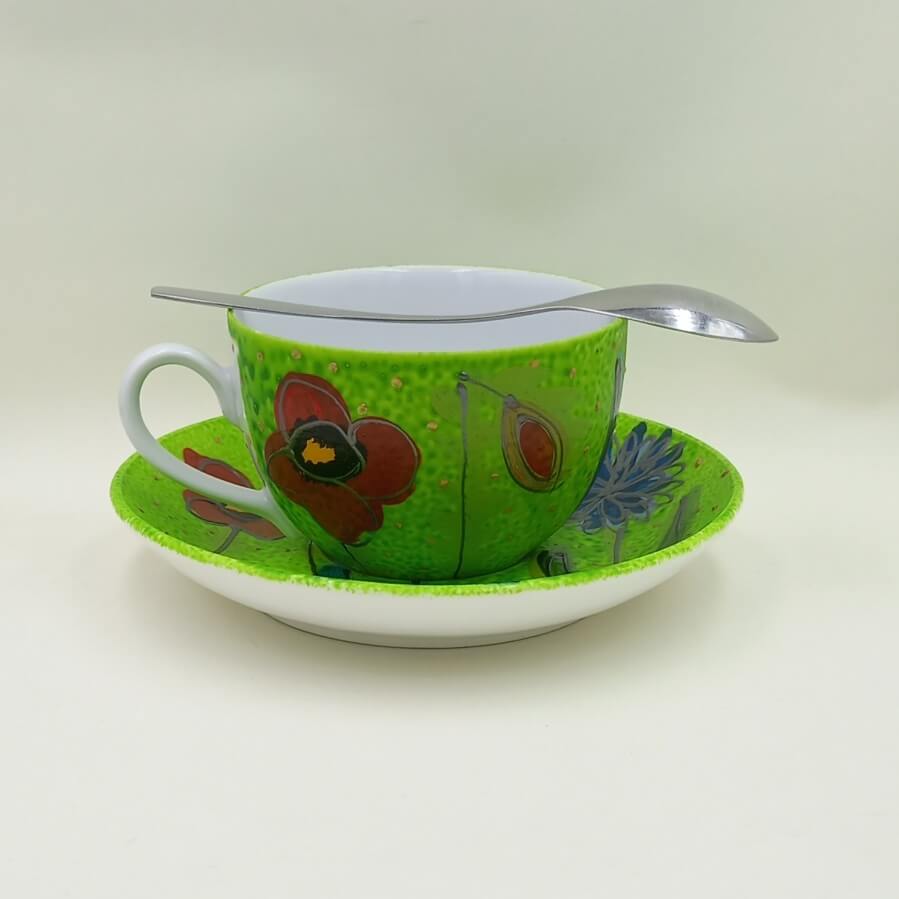 Ręcznie malowana filiżanka 200 ml "Łączka" - obrazek 2