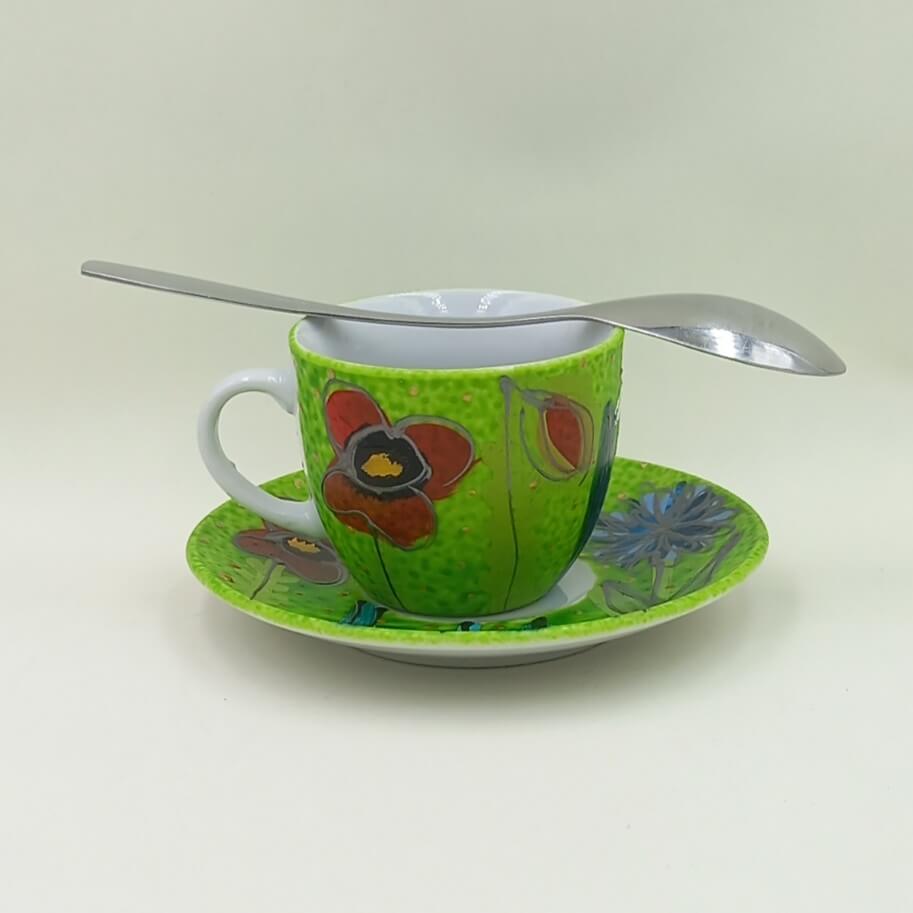 Ręcznie malowana filiżanka espresso 100 ml "Łączka" - obrazek 2