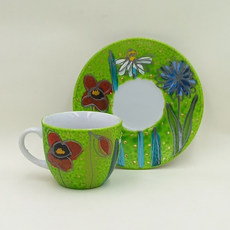 Ręcznie malowana filiżanka espresso 100 ml "Łączka"