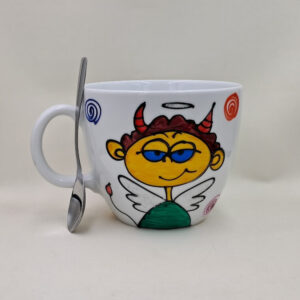 Wielki, ręcznie malowany kubek 1 litr "Od aniołka mam..."