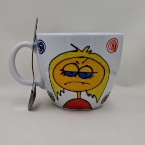 Wielki, ręcznie malowany kubek 1 litr "...miła i trzeźwa..."