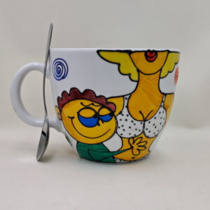 Wielki, ręcznie malowany kubek 1 litr "Kubek miłośnika dużych..."