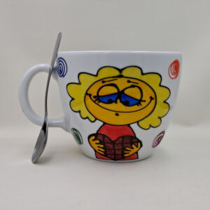 Wielki, ręcznie malowany kubek 1 litr "Czekolada nie tuczy..."