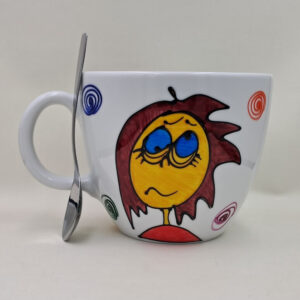 Wielki, ręcznie malowany kubek 1 litr "...piękniejsza..."