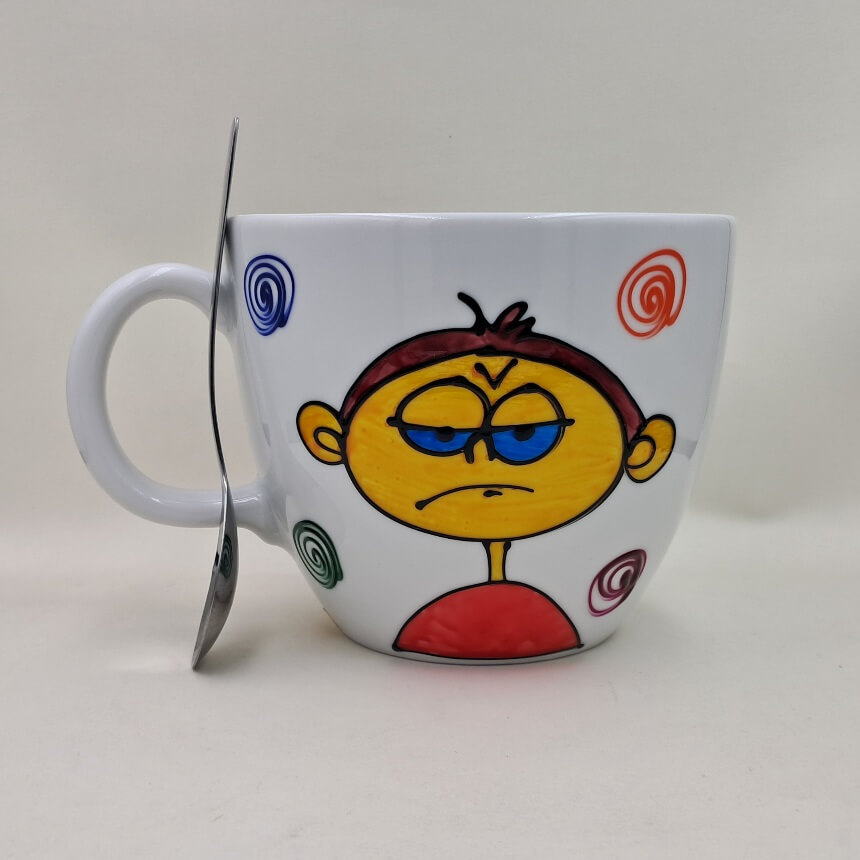 Wielki, ręcznie malowany kubek 1 litr "Jak mężczyzna mówi..."