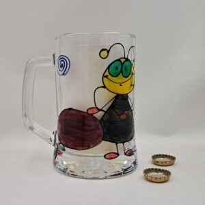 Ręcznie malowany kufel szklany 600 ml "...bądź jak Żuk..."