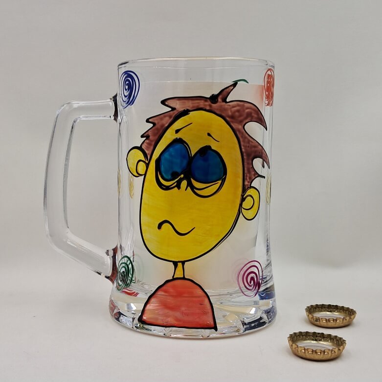 Ręcznie malowany kufel szklany 600 ml "...przystojniejszy..."