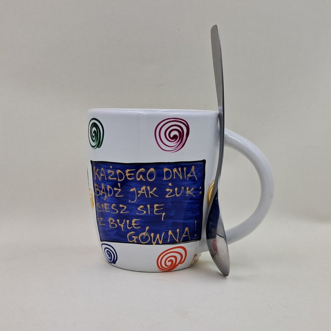Ręcznie malowany kubek 300 ml "Każdego dnia bądź jak Żuk..." - obrazek 2