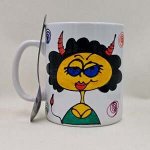 Ręcznie malowany, wielki kubek 900 ml "Kubek Diablicy"