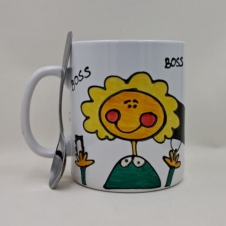 Ręcznie malowany, wielki kubek 900 ml "... Super Szefowej"