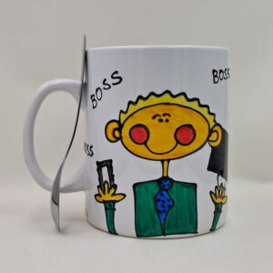 Ręcznie malowany, wielki kubek 900 ml "Kubek Super Szefa"