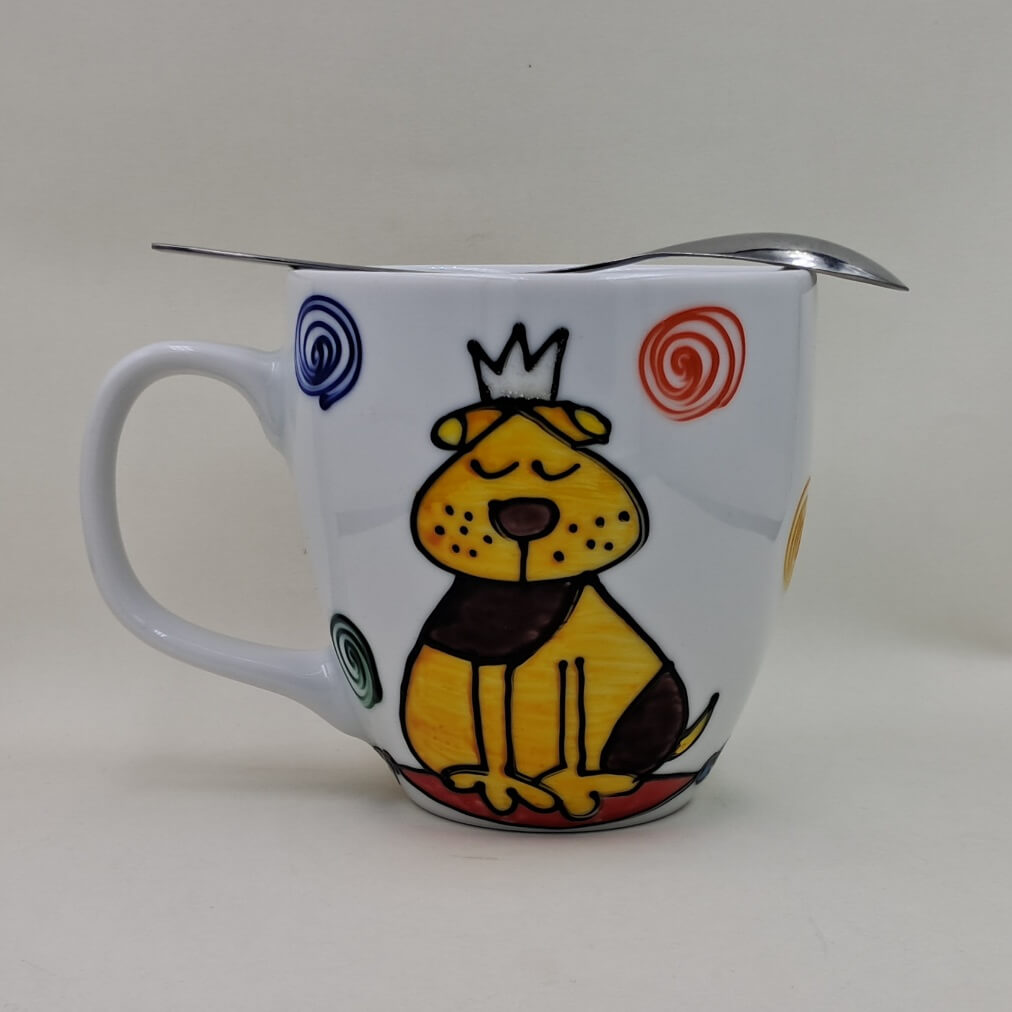 Ręcznie malowany, duży kubek 450 ml "Pracuję, by mój Pies..."