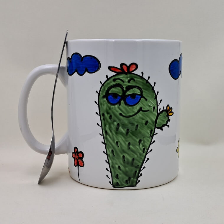 Ręcznie malowany, wielki kubek 900 ml "Człowiek nie kaktus..."