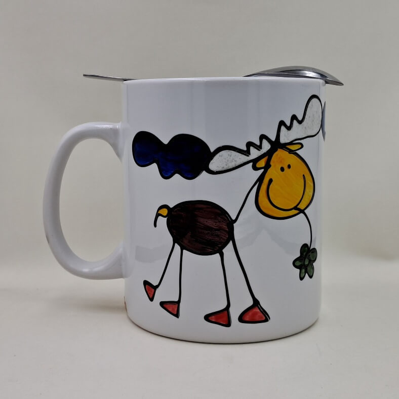 Ręcznie malowany, wielki kubek 900 ml "Łosiobisty kubek"