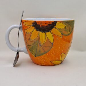 Wielki, ręcznie malowany kubek 1 litr "Słoneczniki"