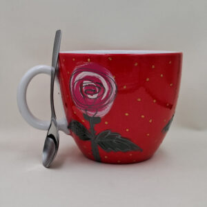 Wielki, ręcznie malowany kubek 1 litr "Róże"