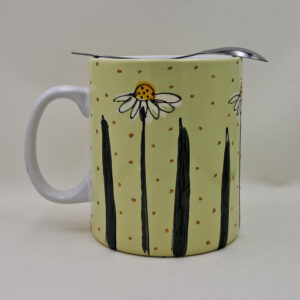 Ręcznie malowany, wielki kubek 900 ml "Rumianki"