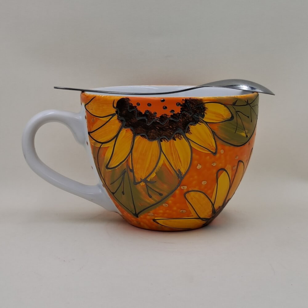 Ręcznie malowany, duży kubek 500 ml "Słoneczniki"