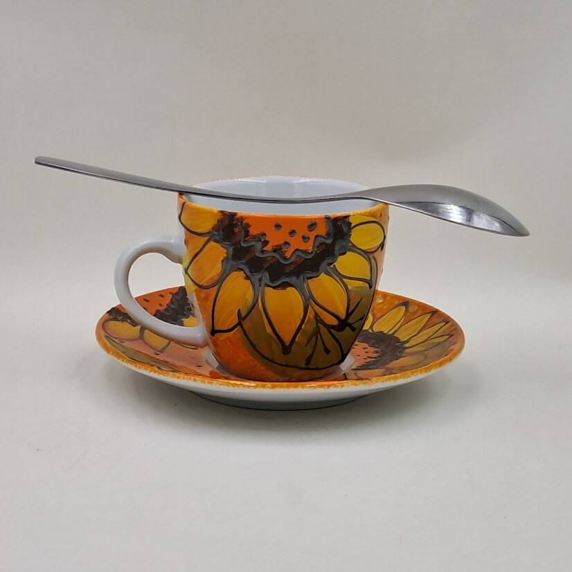 Ręcznie malowana filiżanka espresso 100 ml "Słoneczniki" - obrazek 2