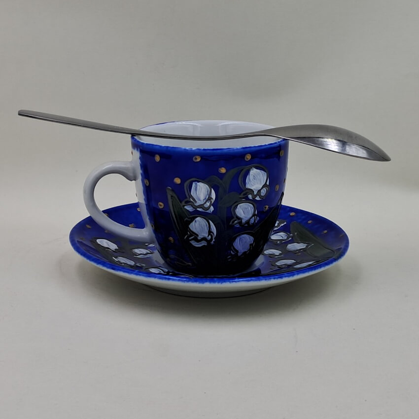 Ręcznie malowana filiżanka espresso 100 ml "Konwalie" - obrazek 2