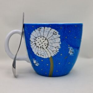 Wielki, ręcznie malowany kubek 1 litr "Dmuchawce"