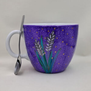 Wielki, ręcznie malowany kubek 1 litr "Lawenda"