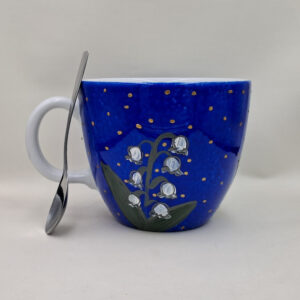 Wielki, ręcznie malowany kubek 1 litr "Konwalie"