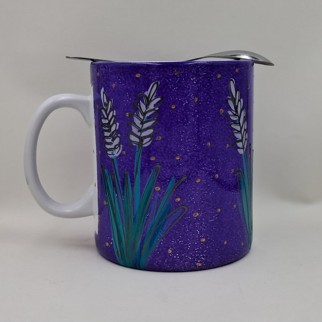 Ręcznie malowany, wielki kubek 900 ml "Lawenda"