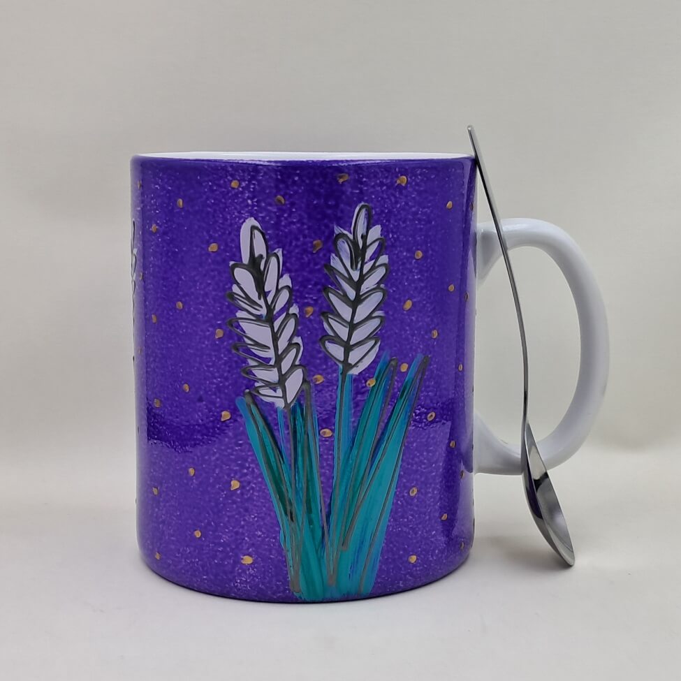 Ręcznie malowany, wielki kubek 900 ml "Lawenda" - obrazek 2