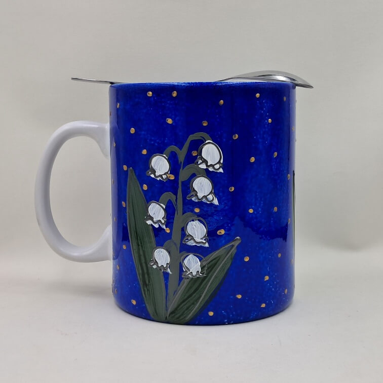 Ręcznie malowany, wielki kubek 900 ml "Konwalie"