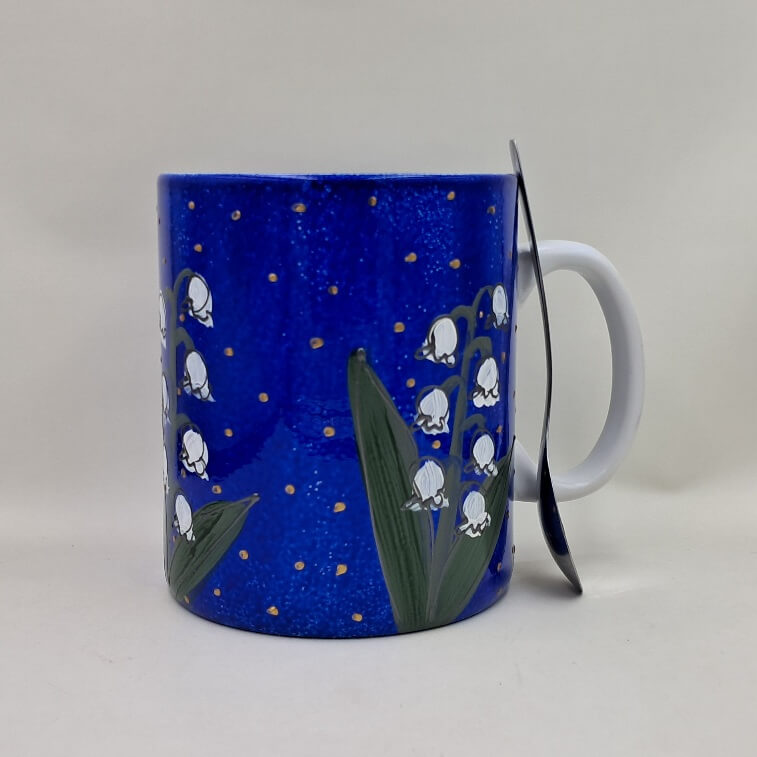 Ręcznie malowany, wielki kubek 900 ml "Konwalie" - obrazek 2