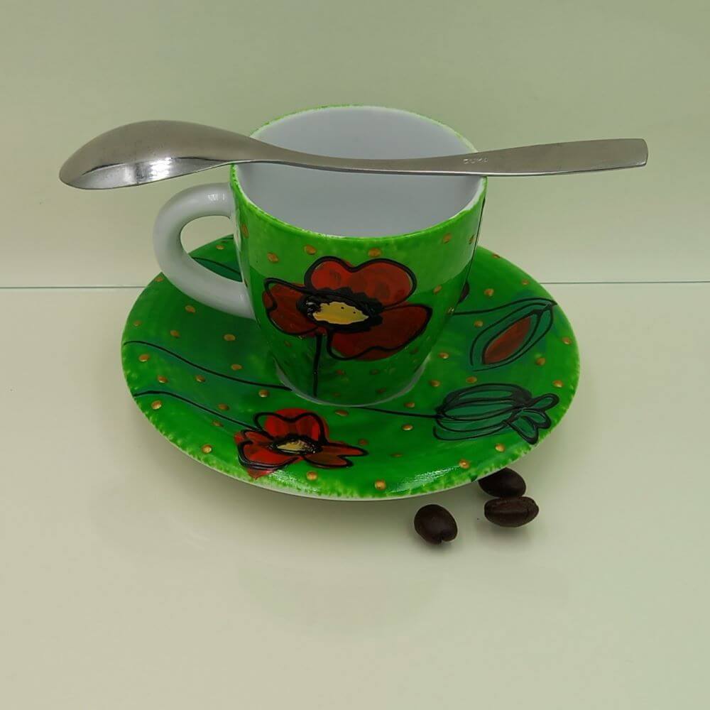 Ręcznie malowana filiżanka espresso 100 ml "Maki" - obrazek 3