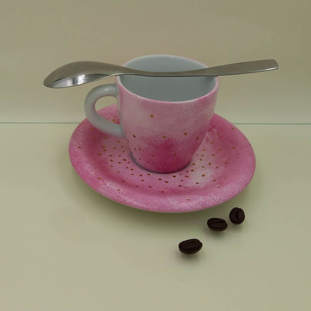 Ręcznie malowana filiżanka espresso 100 ml "Różowa" - obrazek 3