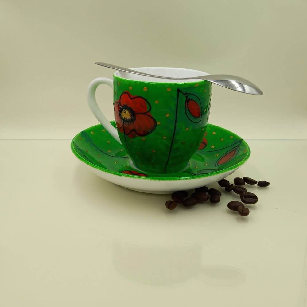 Ręcznie malowana filiżanka 200 ml "Maki" - obrazek 3