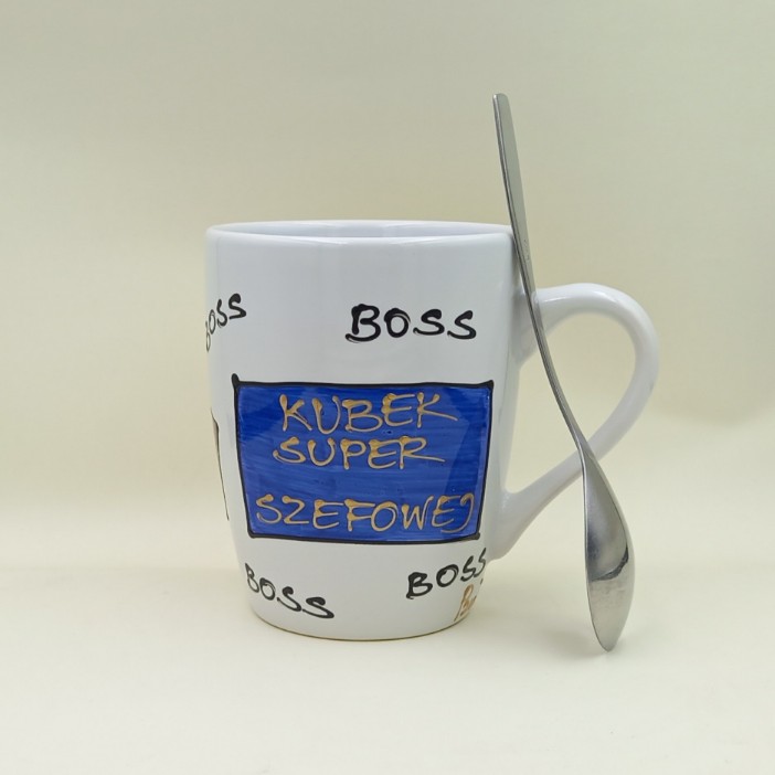 Ręcznie malowany kubek 300 ml "Kubek Super Szefowej" - obrazek 2