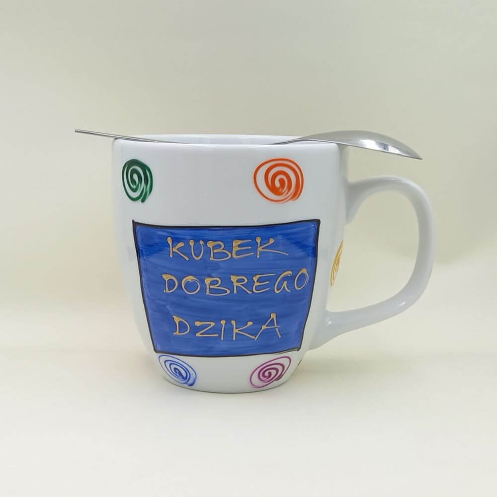 Ręcznie malowany, duży kubek 450 ml "Kubek Dzika" - obrazek 2