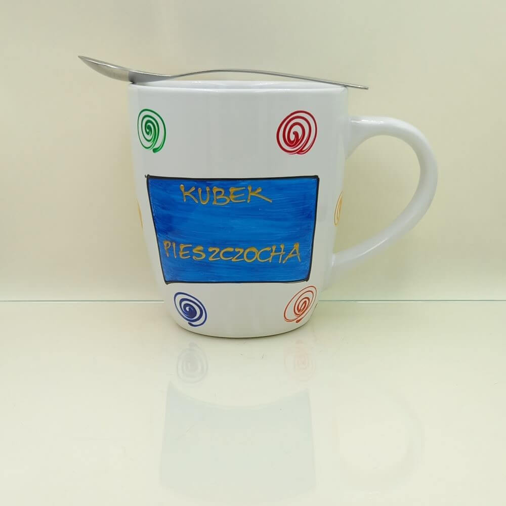 Duży, ręcznie malowany, kubek 700 ml "Kubek Pieszczocha" - obrazek 2