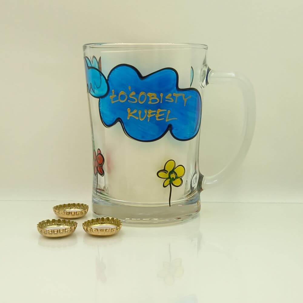 Ręcznie malowany kufel szklany 600 ml "Łosiobisty kufel" - obrazek 2