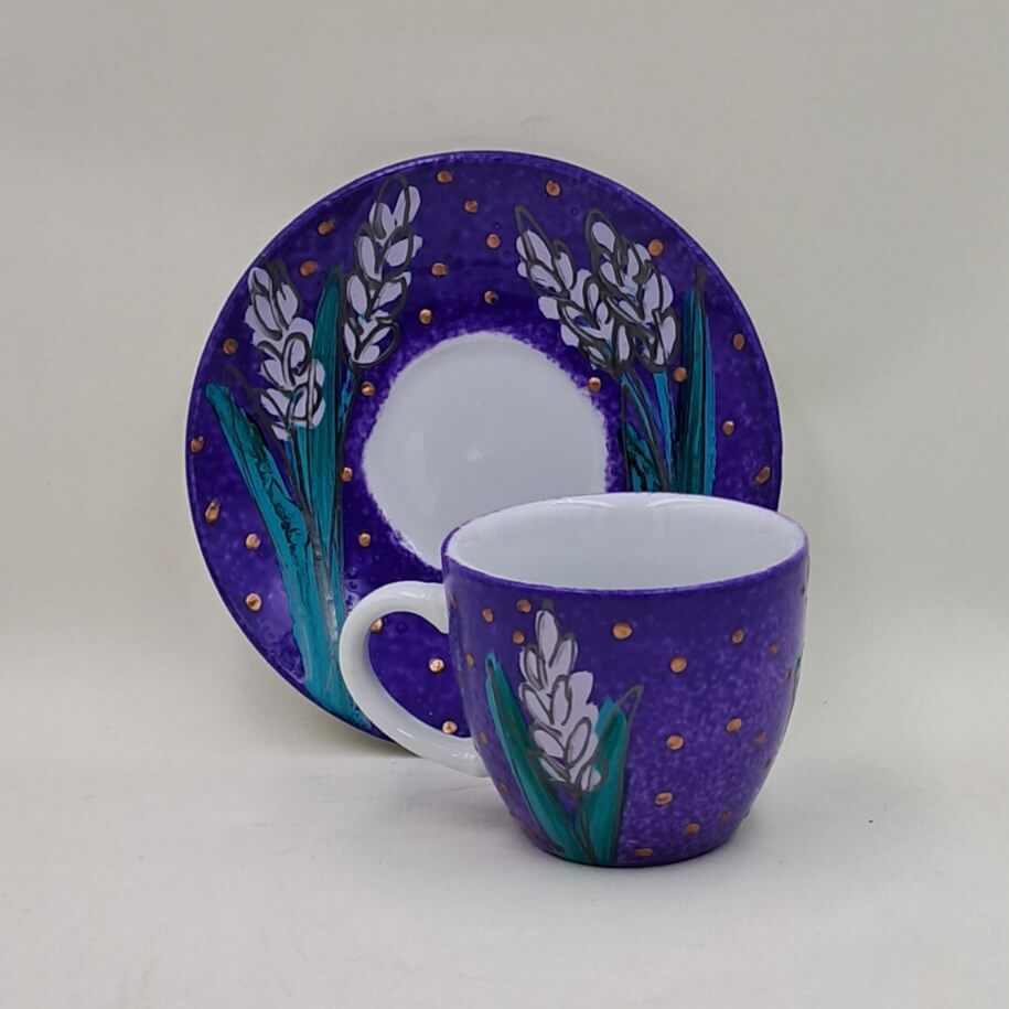 Ręcznie malowana filiżanka espresso 100 ml "Lawenda"