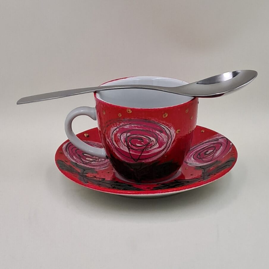 Ręcznie malowana filiżanka espresso 100 ml "Róże" - obrazek 2