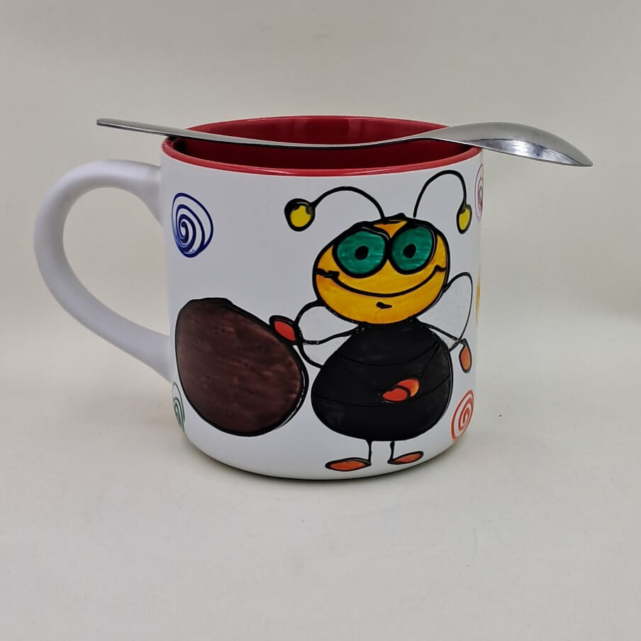 Ręcznie malowany kubek 400 ml "Każdego dnia bądź jak żuk..."